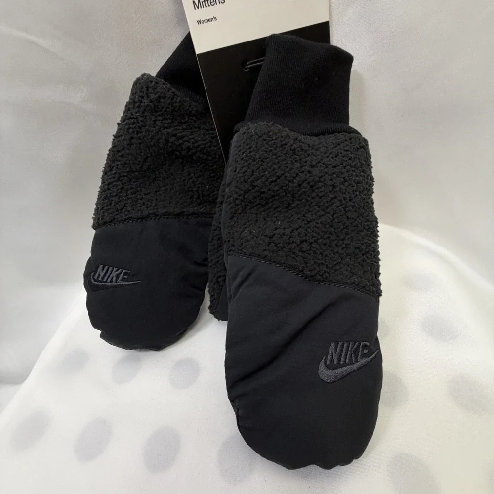 Nike Sherpa Fleece Winter Warm Mittens Women's Size XS/S Black